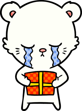 Bir insan tarafından çizilmiş üzgün küçük kutup ayısı çizgi filmi.