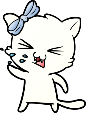 Bir insan tarafından çizilmiş çizgi film kedisi.