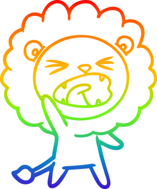 gökkuşağı gradyan çizgi çizimi bir insan tarafından çizilmiş bir aslan