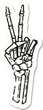 Geleneksel bir iskelet stili, bir insan tarafından çizilmiş bir barış işareti.