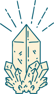 Bir insan tarafından çizilmiş geleneksel dövme stili kuvars kristalinin çizimi