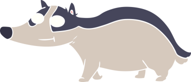 Bir insan tarafından çizilmiş düz renkli çizgi film dost porsuğu.