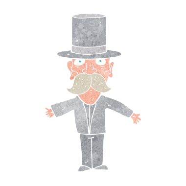 Bir insan tarafından çizilmiş silindir şapkalı bir adam.