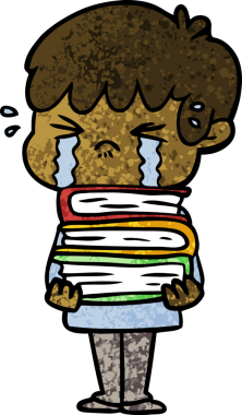 Bir insan tarafından çizilmiş ağlayan çizgi film çocuğu.