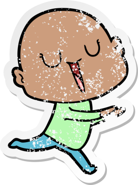 Bir insan tarafından çizilmiş mutlu, kel bir adamın sıkıntılı çıkartması.