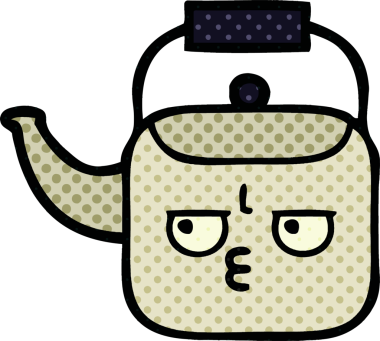 Bir insan tarafından çizilmiş bir çaydanlık çizgi filmi.