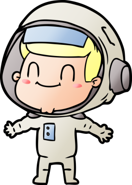Bir insan tarafından çizilmiş mutlu astronot.