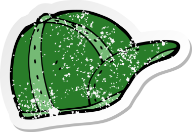 Bir insan tarafından çizilmiş eski okul şapkasının gerilimli çıkartması.