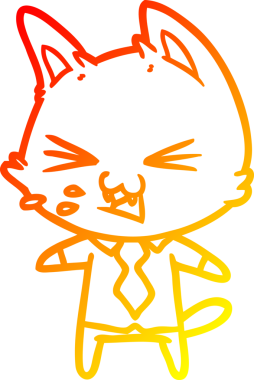 Bir insan tarafından çizilmiş tişört giyen çizgi film kedisinin sıcak çizgi çizimi