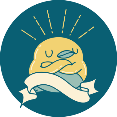 Bir insan tarafından katlanmış kanatları olan dövme stili robin simgesi