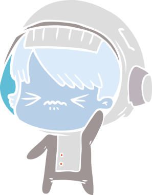 kızgın düz renkli çizgi film kızı bir insan tarafından çizilmiş.