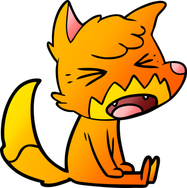 Bir insan tarafından çizilmiş tilki çizgi film karakteri