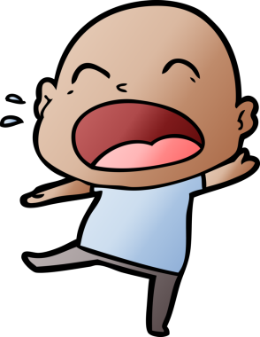 Bir insan tarafından çizilmiş kel adam diye bağıran çizgi film.