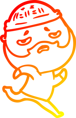 İnsan tarafından çizilmiş sakallı, endişeli bir çizgi film karakteri.