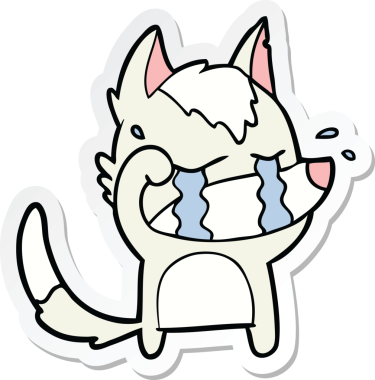 Bir insan tarafından çizilmiş, ağlayan kurt gözü çıkartması.