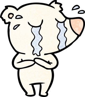 Bir insan tarafından çizilmiş ağlayan kutup ayısı çizgi filmi