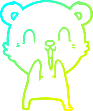 Bir insan tarafından çizilmiş mutlu bir kutup ayısının soğuk çizgi çizimi.