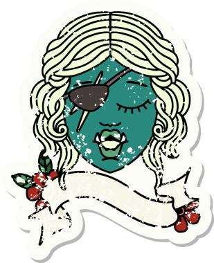 Retro Dövme Biçimli Ork karakteri bir insan tarafından çizilmiş