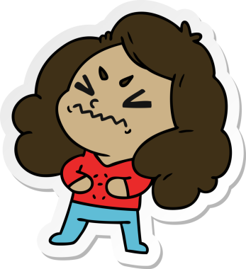 Bir insan tarafından çizilmiş kawai kızının serbest sticker karikatürü.