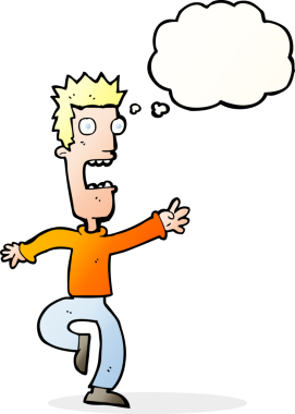 Bir insan tarafından çizilmiş düşünce balonlu çığlık atan adam çizgi filmi.