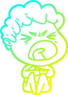 Bir insan tarafından çizilmiş öfkeli bir çizgi film karakteri.