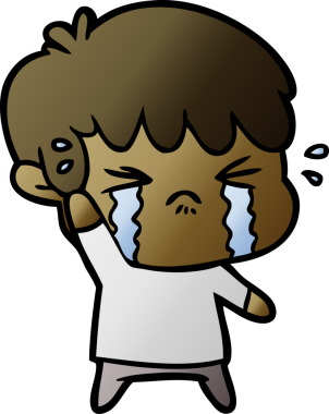 Bir insan tarafından çizilmiş ağlayan çizgi film çocuğu.