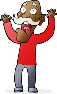 Çizgi film ihtiyarı bir insan tarafından korkutuluyor.