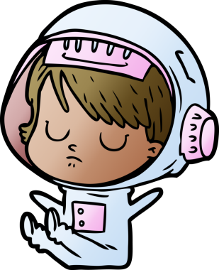 Bir insan tarafından çizilmiş astronot kadın.