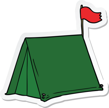 Bir insan tarafından çizilmiş karikatür çadırı çıkartması.