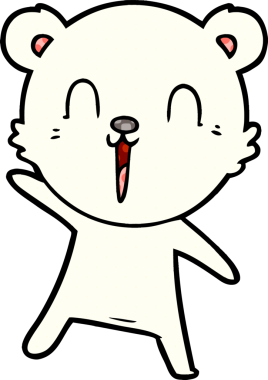 Bir insan tarafından çizilmiş mutlu kutup ayısı çizgi filmi.