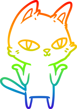 Gökkuşağı gradyan çizgi çizimi Bir insan tarafından çizilen çizgi film kedisi