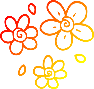 Bir insan tarafından çizilmiş karikatür çiçeğinin sıcak gradyan çizimi