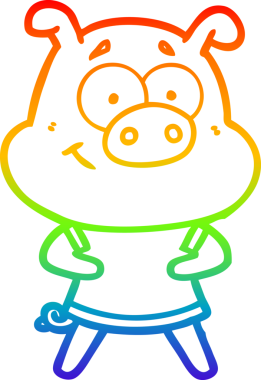 gökkuşağı gradyan çizimi mutlu çizgi domuz çizimi bir insan tarafından çizilmiş