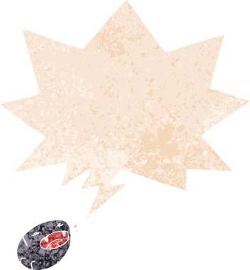 çizgi film örümceği, konuşma baloncuğu ve grunge dertli eski moda bir insan tarafından çizilmiş.