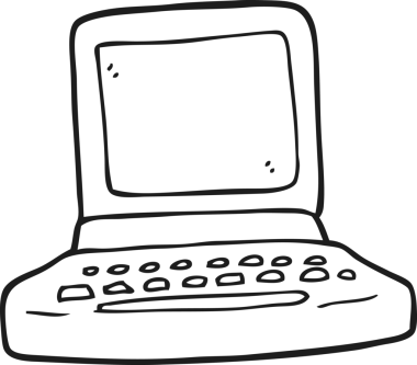 Bir insan tarafından çizilmiş siyah beyaz karikatür eski bilgisayar