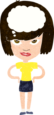 Bir insan tarafından çizilmiş bir çizgi film kadını.