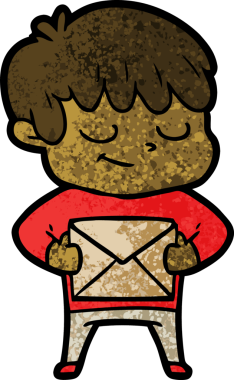 Bir insan tarafından çizilmiş mutlu çocuk çizgi filmi.