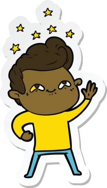 Bir insan tarafından çizilmiş heyecanlı bir adamın çıkartması.