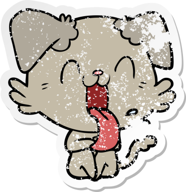 Bir insan tarafından çizilmiş, nefes nefese kalmış bir köpeğin sıkıntılı çıkartması.