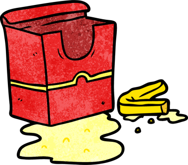 Bir insan tarafından çizilmiş boş patates kızartması kutusu.