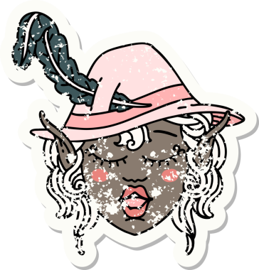 Retro Dövme Biçimi Elf karakter yüzü Bir insan tarafından çizilmiş