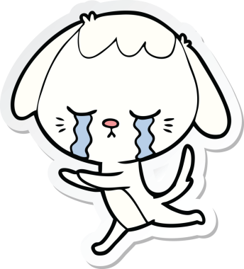 Bir insan tarafından çizilmiş ağlayan bir köpeğin çıkartması.