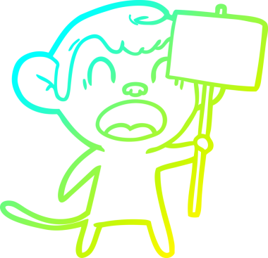 Bir insan tarafından çizilmiş bağıran çizgi film maymunu çizimi.