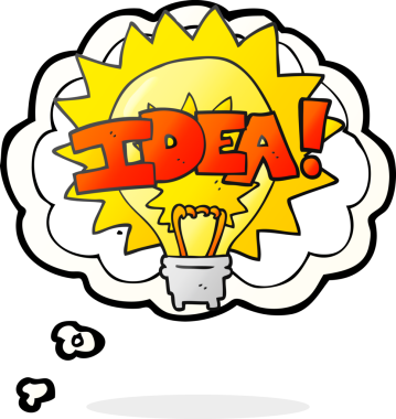 Bir insan tarafından çizilmiş serbest çizim düşünce balonu fikri ampul sembolü