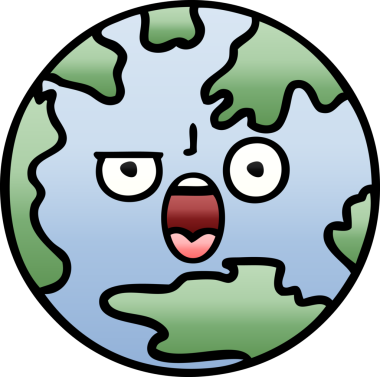 Bir insan tarafından çizilmiş bir gezegenin gölgelenmiş karikatürü.