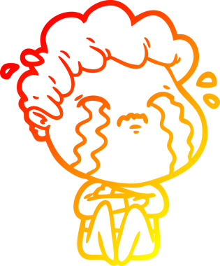 Bir insan tarafından çizilmiş ağlayan bir çizgi film karakteri çizimi.