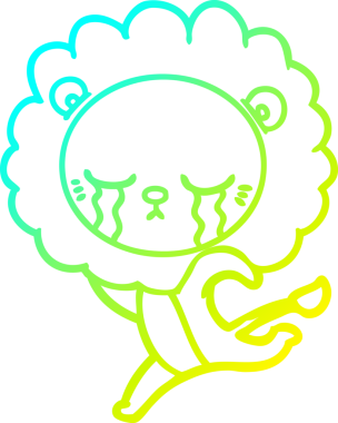 Bir insan tarafından çizilmiş ağlayan bir aslanın soğuk gradyan çizgisi.