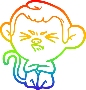 Gökkuşağı gradyan çizgi çizimi bir insan tarafından çizilmiş sinir bozucu bir maymun