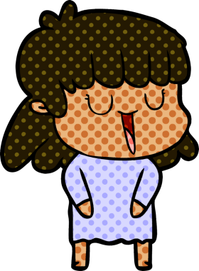 Bir insan tarafından çizilmiş bir çizgi film kadını.