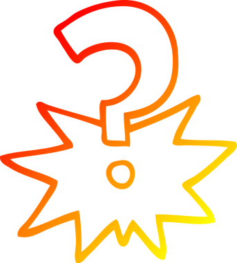 Bir insan tarafından çizilmiş bir çizgi film soru işaretinin sıcak gradyan çizgisi